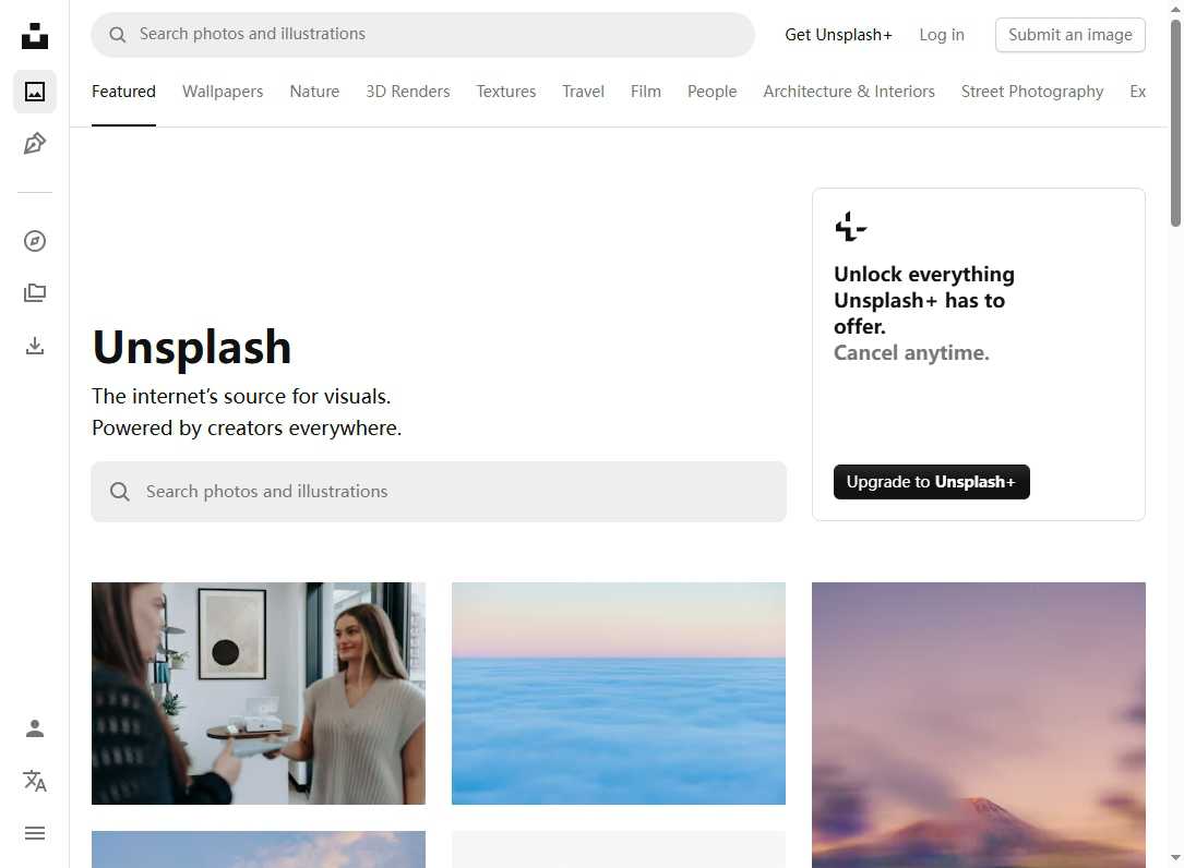 Unsplash 网站截图