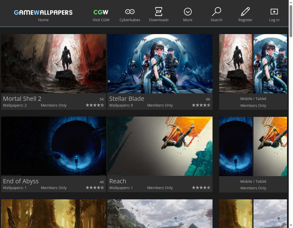 GameWallpapers 网站截图