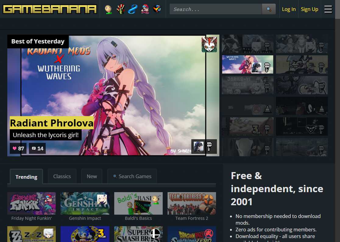 GameBanana 网站截图