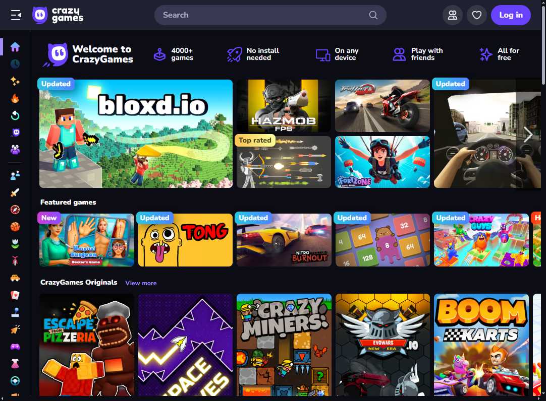 CrazyGames 网站截图