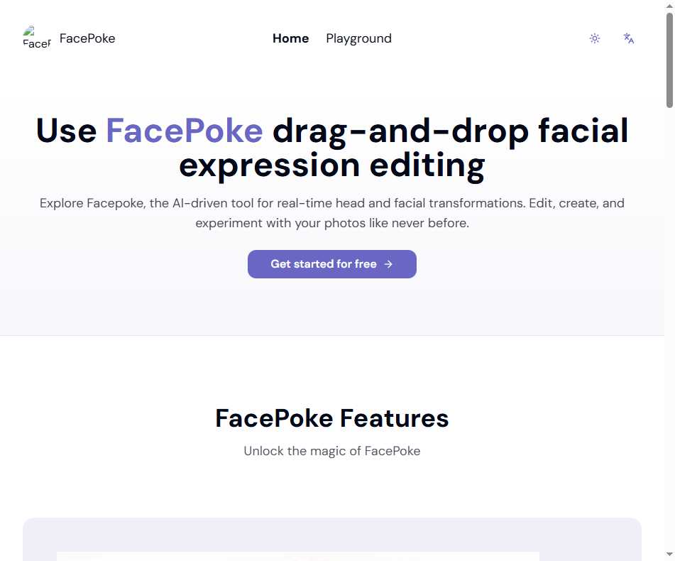 FacePoke 网站截图