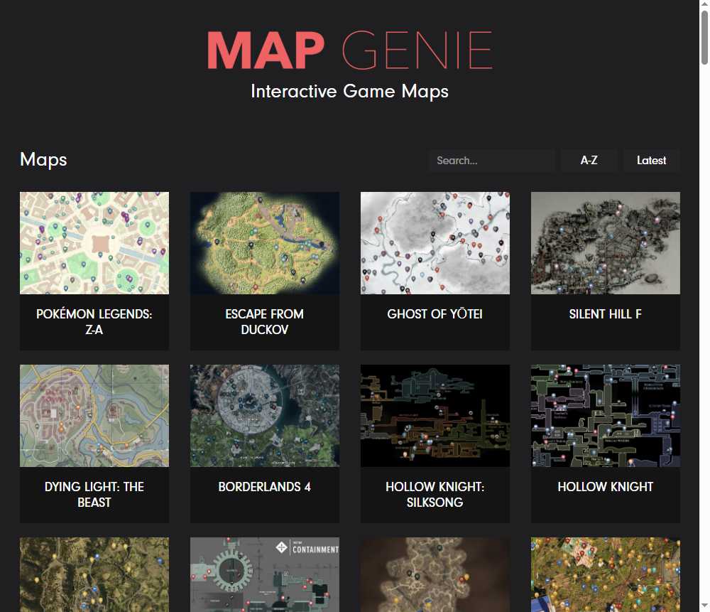 MapGenie 网站截图